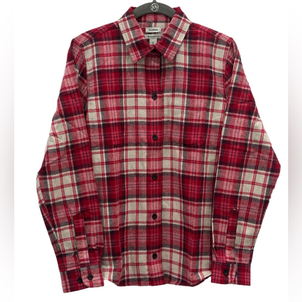 NWT L.L. Bean Womens Royal Red Plaid Shirt XS